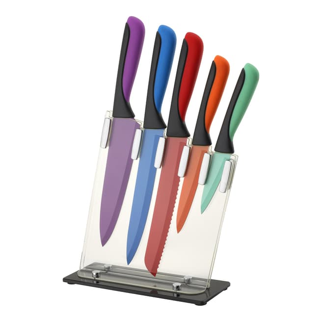 Lion Sabatier Acrylic Knife Block Set with 5 Coloured Knives