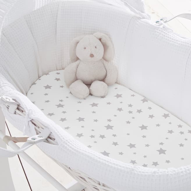 Silentnight Pack of 2 Moses Basket Fitted Sheets, Grey Star