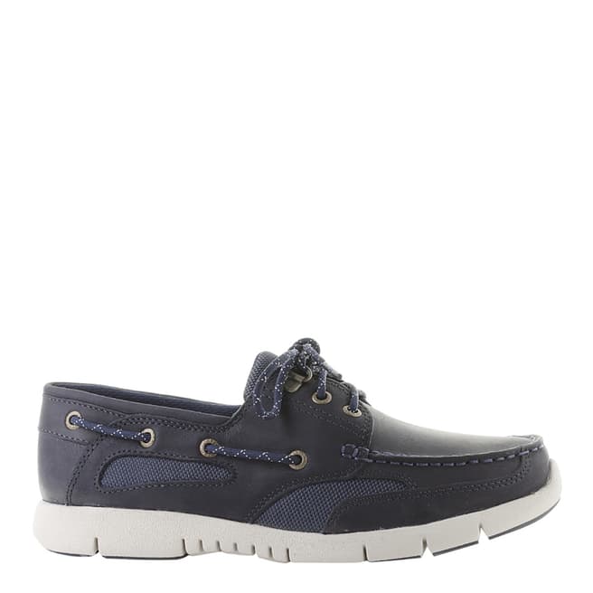 Sebago Navy Leather Clovehitch Lite Waxed Boat Shoes