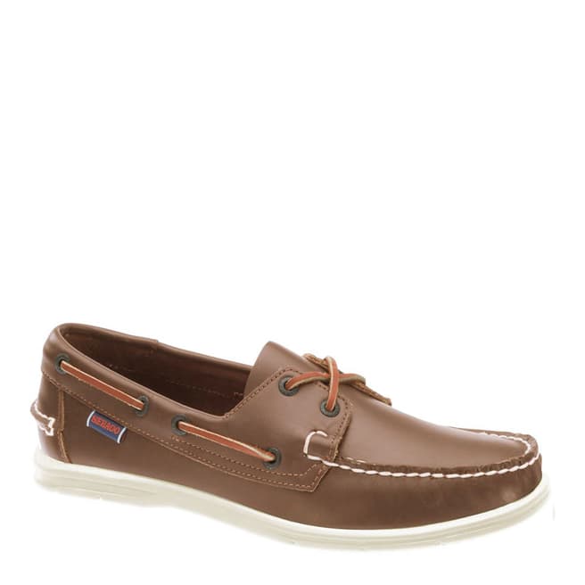 Sebago Brown Cognac Leather Litesides Boat Shoes