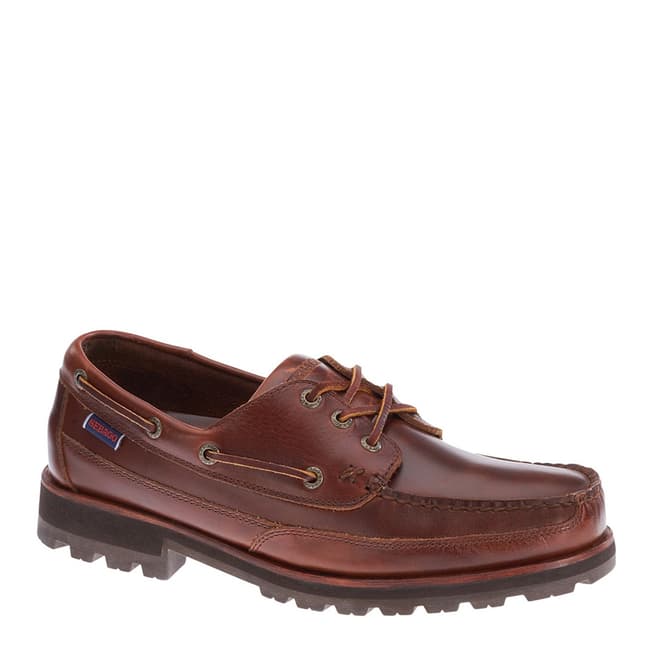 Sebago Brown Oiled Waxy Leather Vershire Moccasin Shoes
