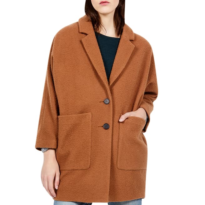 American Vintage Brown Single Breasted Wool Blend Coat