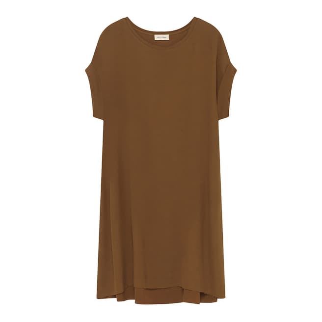 American Vintage Brown Round Neck Short Sleeve Dress