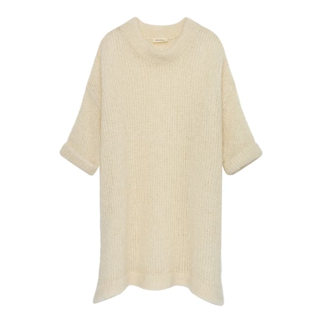 American Vintage Cream High Neck 3/4 Sleeve Knitted Dress