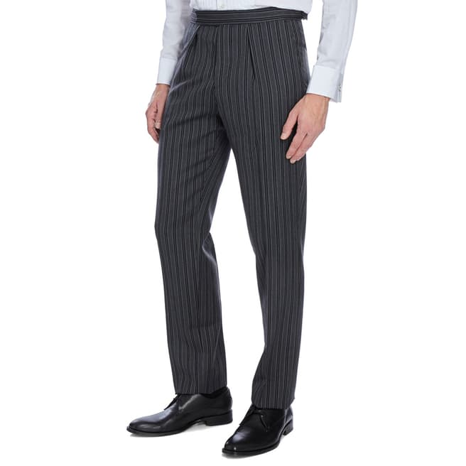 Hackett London Black Stripe Wool Suit Trousers