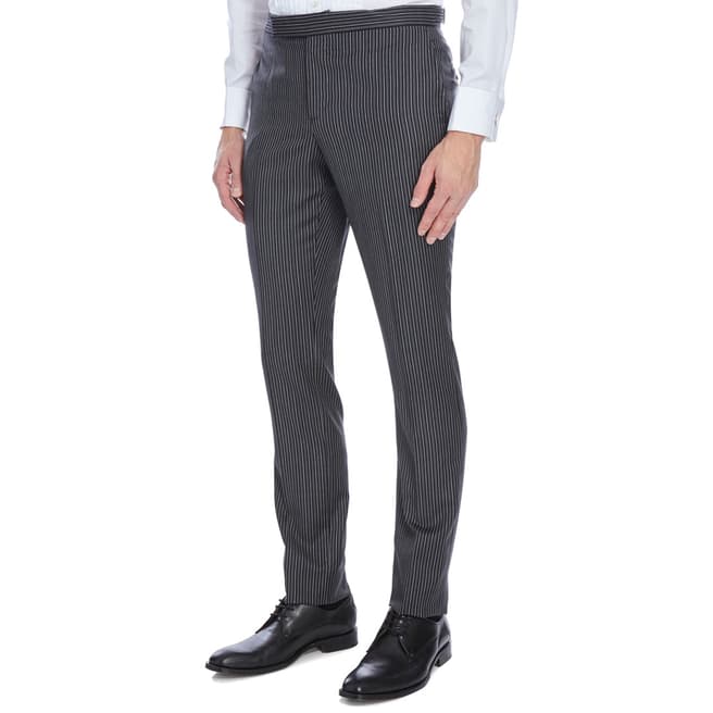 Hackett London Black/Charcoal Stripe Wool Suit Trousers
