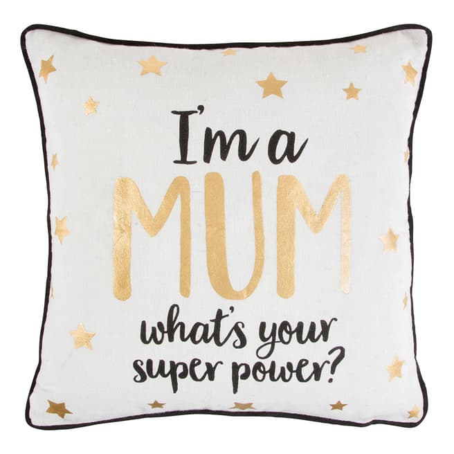 Sass & Belle Metallic Monochrome I'm A Mum Cushion With Inner
