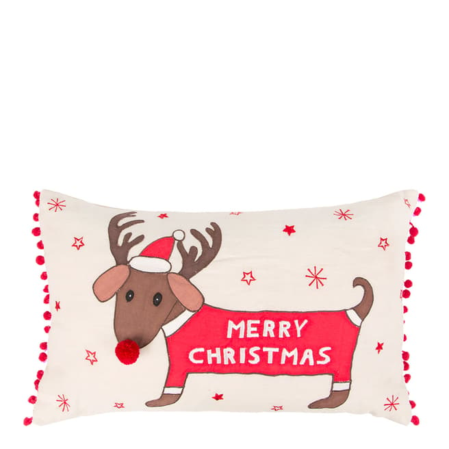 Sass & Belle Merry Dachshund With Antlers Cushion With Inner