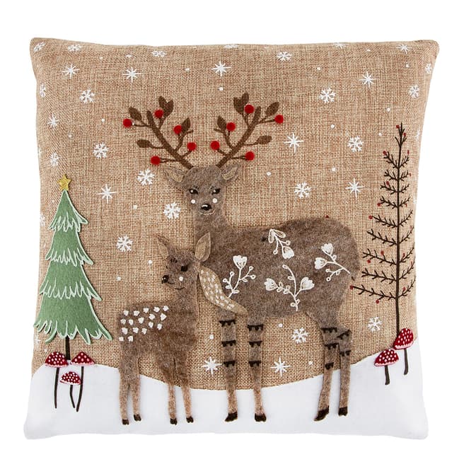Sass & Belle Winter Forest Folk Deer Cushion