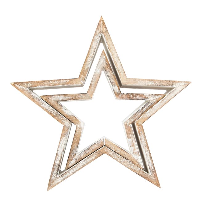 Sass & Belle Set of 2 Rustic White  Cut Out Star Standing Decoration 
