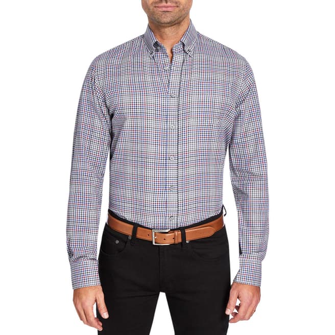 Hackett London Grey/Multi Check Exeter Flannel Cotton Shirt