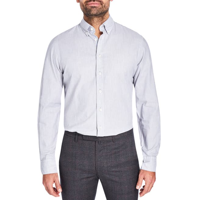 Hackett London Grey Stripe Slim Cotton Shirt