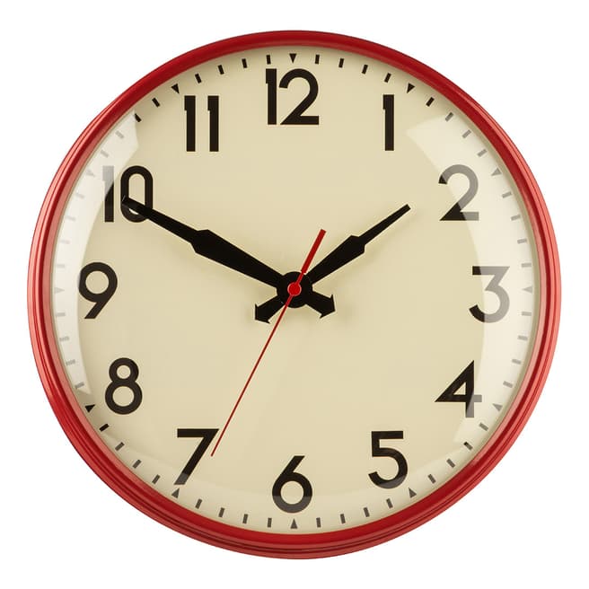 Fifty Five South Red Metal Cream Face Wall Clock