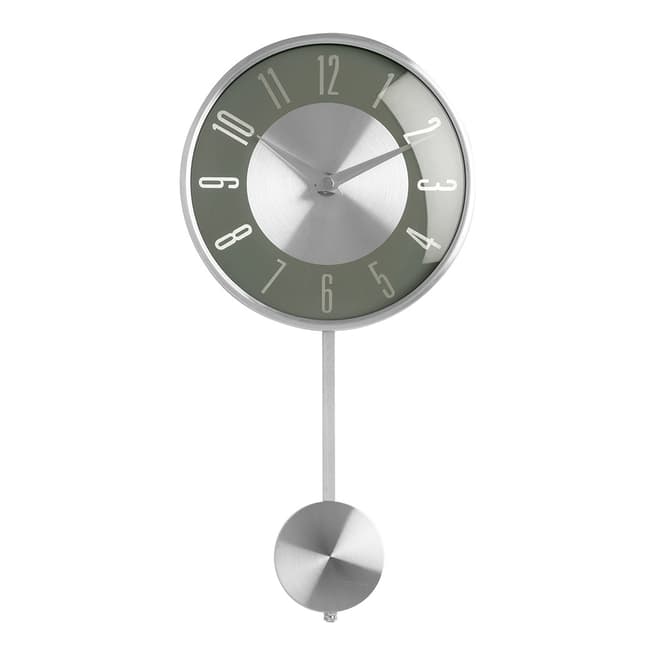 Fifty Five South Grey and Silver Metal Pendulum Wall Clock