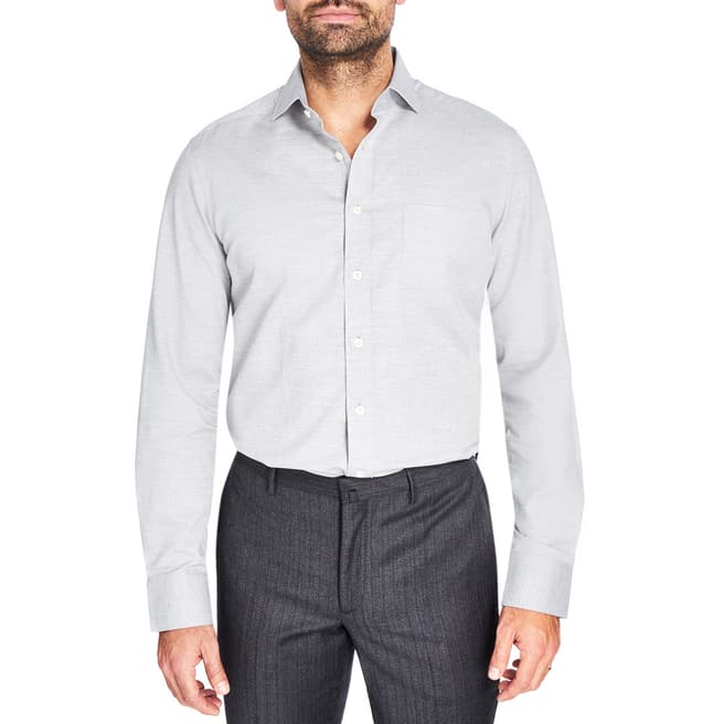 Hackett London Grey Kent Weave Cotton Shirt