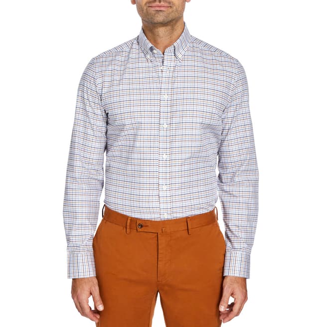 Hackett London Grey/Multi Check Brompton Slim Cotton Shirt