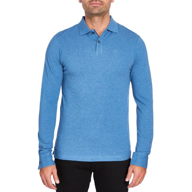 Hackett London Blue Slim Cuff Polo Shirt