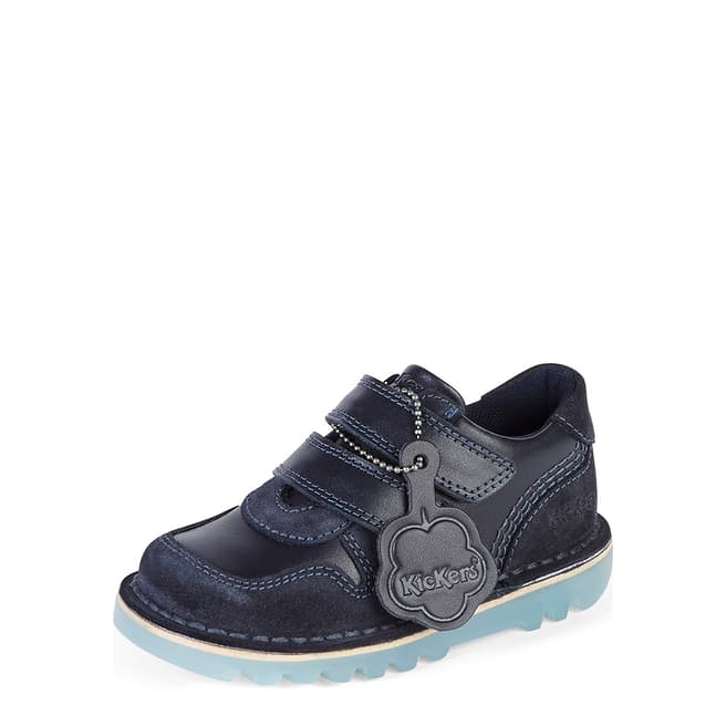Kickers Boys Glow Up Blue Leather Lace Up Shoe