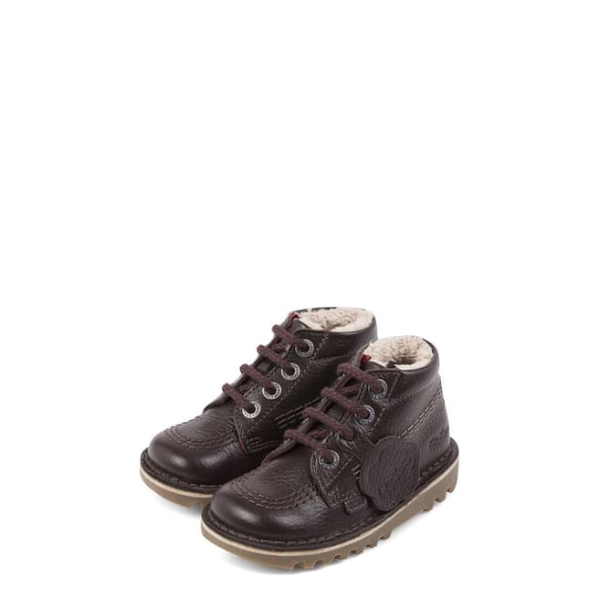 Kickers Boys Brown High Fur Leather Boot