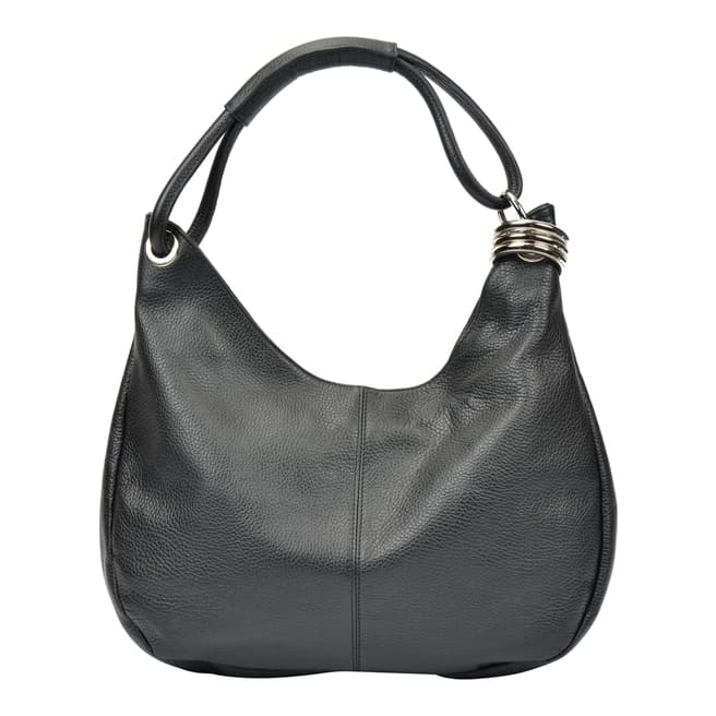 Carla Ferreri Black Hobo Shoulder Bag