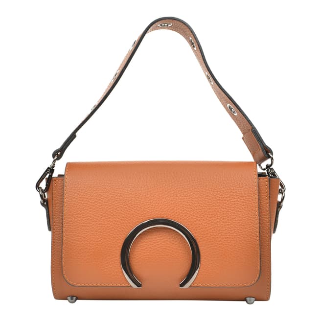 Carla Ferreri Cognac Flap Detail Shoulder Bag