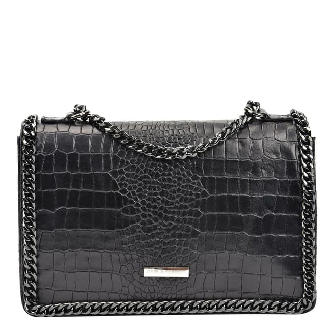 Carla Ferreri Black Chain Detail Shoulder Bag