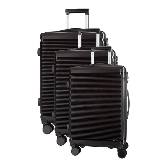 Platinium Set of 3 Black Spinner Suitcases