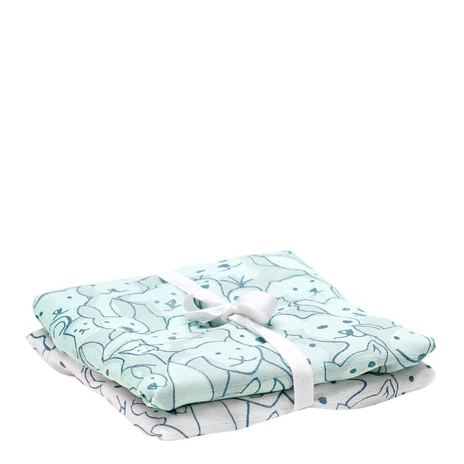Kids Concept Green White Muslin Blanket 70x70 cm