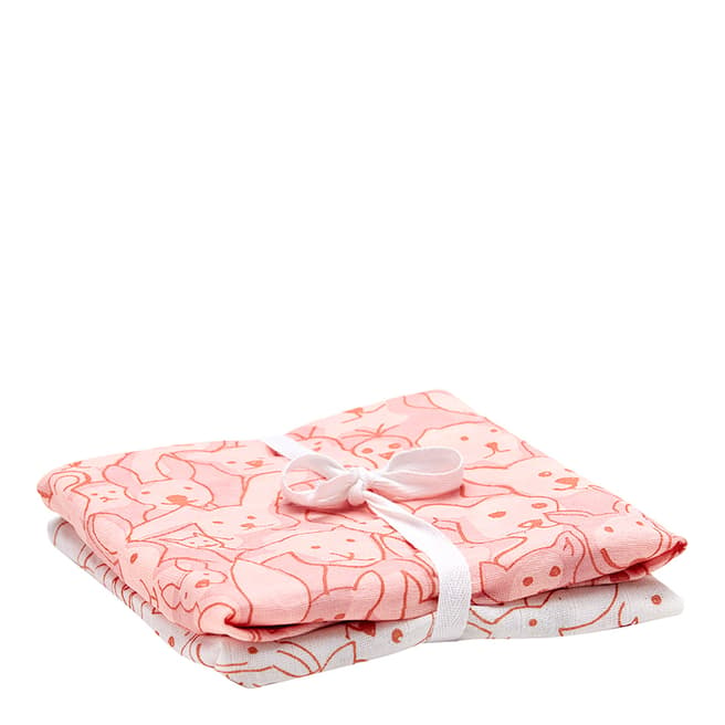 Kids Concept Pink White Muslin Blanket 70x70 cm