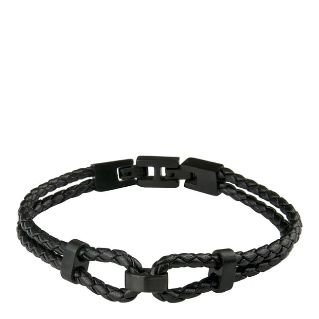 Monomen Men's Black Leather Bracelet