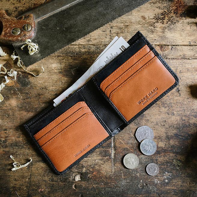 Stanley Black/Tan Bi Fold Leather Wallet