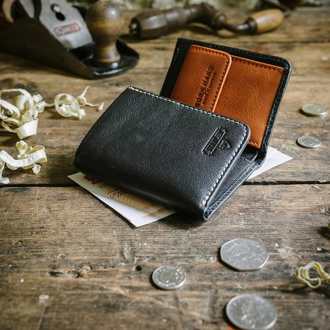 Stanley Black/Tan Tri Fold Leather Wallet