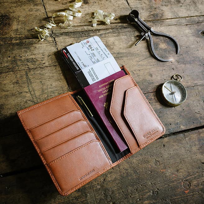 Stanley Tan Leather Travel Wallet with Pen