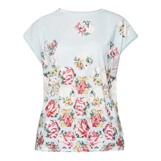 Ted Baker Pale Blue Soma Patchwork Woven T Shirt
