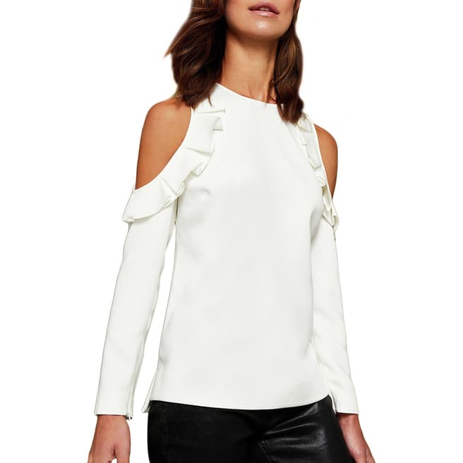 Ted Baker Ivory Steffe Cold Shoulder Ruffle Top