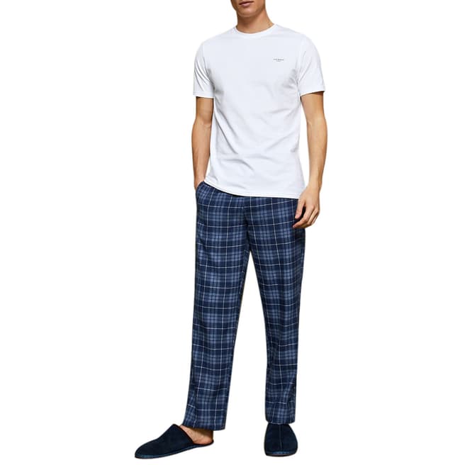 Ted Baker Blue Spormen Check Lounge Trousers And T-Shirt