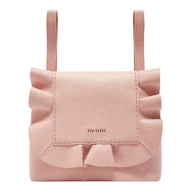 Ted Baker Light Pink Rammira Leather Ruffle Backpack