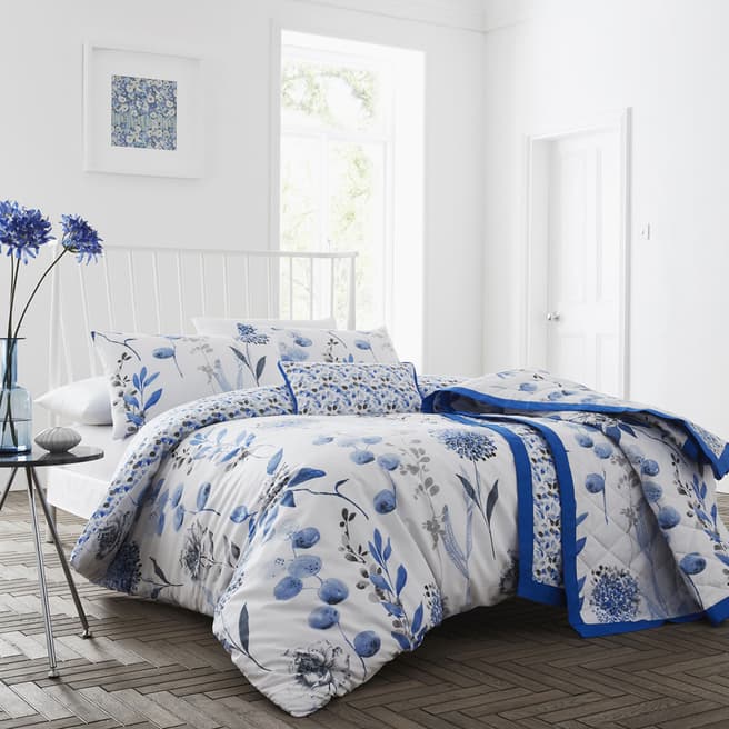 Vanguard Inky Floral Bedspread, Blue