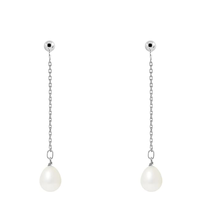 Just Pearl Natural White Drop Pearl Earrings 7-8mm
