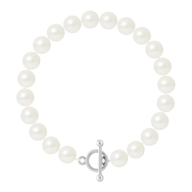 Just Pearl Natural White Row Of Pearls Bracelet 8-9mm