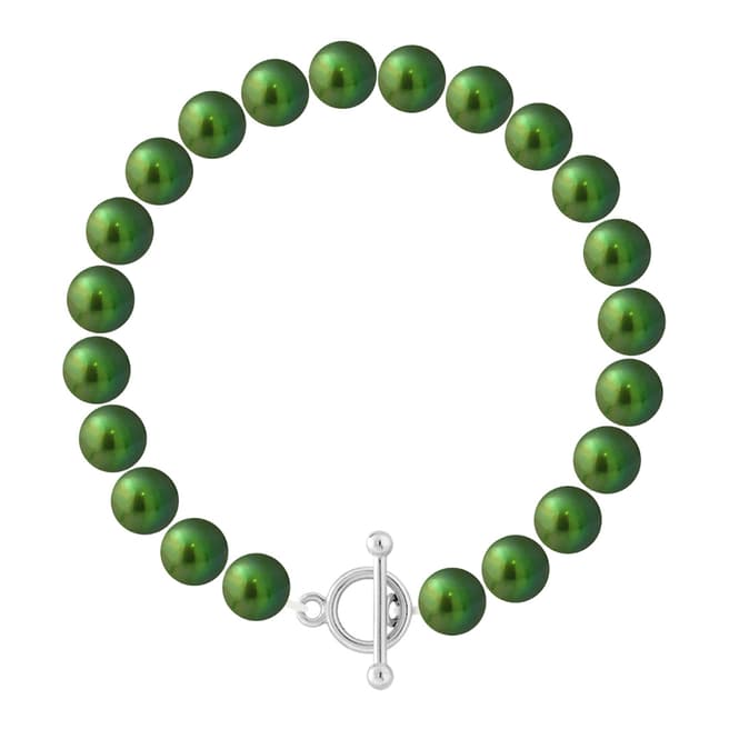 Just Pearl Malachite Green Row Of Pearls Bracelet 8-9mm