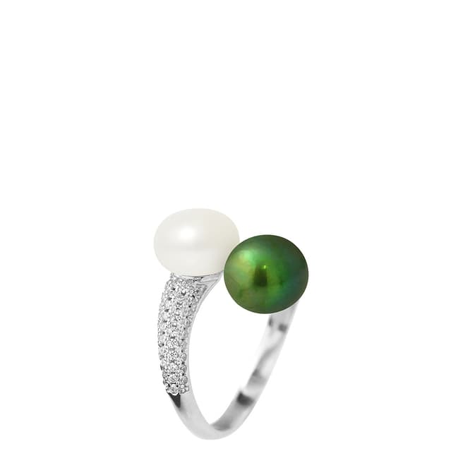 Just Pearl Natural White / Malachite Green Pearl Ring 7-8mm
