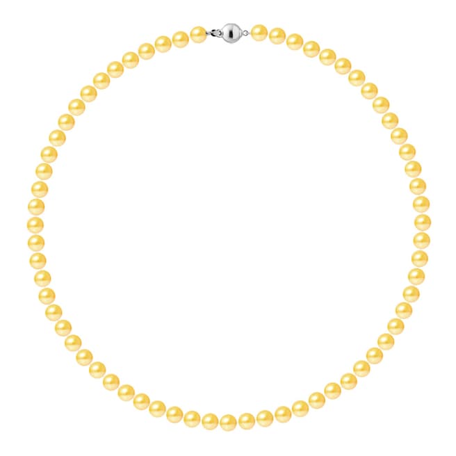 Just Pearl Golden Yellow Row Of Pearls Necklace 6-7mm