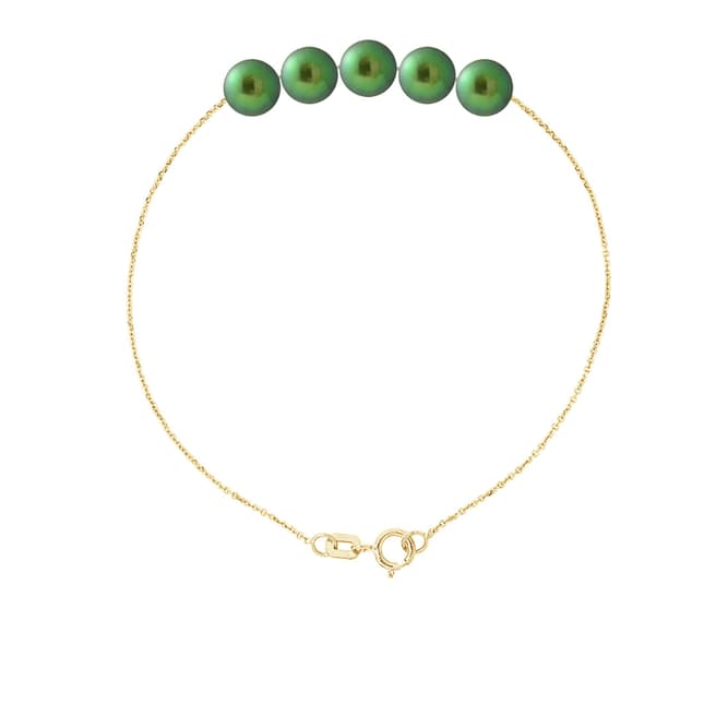Just Pearl Malachite Green Five Pearl Bracelet 6-7mm