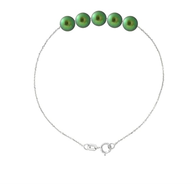 Just Pearl Malachite Green Five Pearl Bracelet 6-7mm
