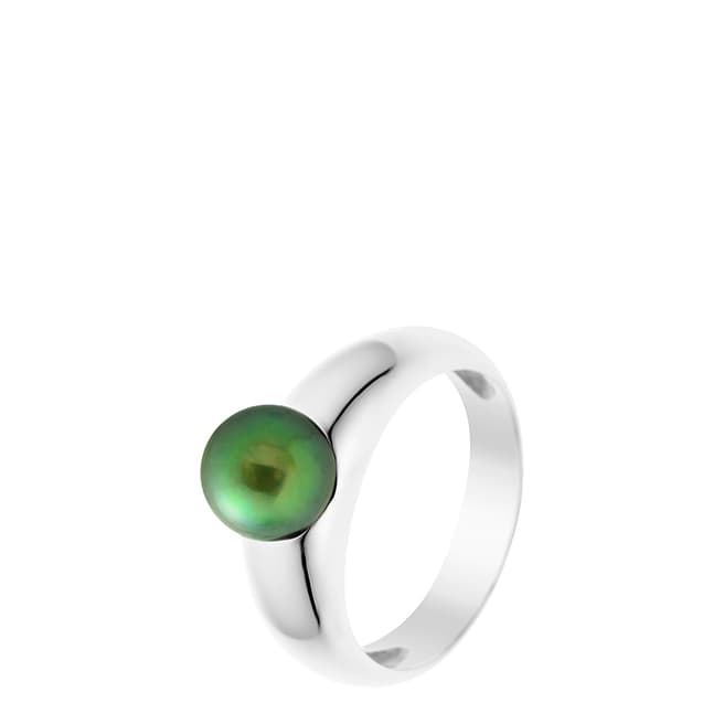 Just Pearl Malachite Green Convex Pearl Ring 8-9mm