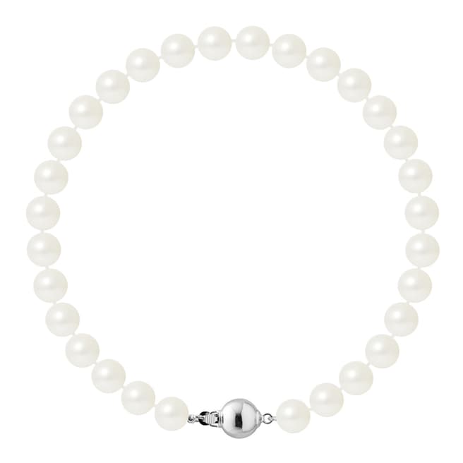 Just Pearl Natural White Row Of Pearls Bracelet 6-7mm