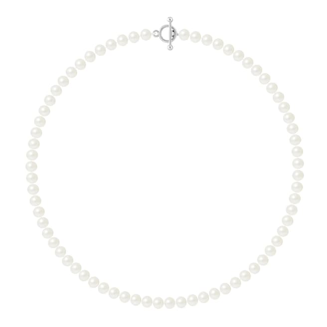 Just Pearl Natural White Row Of Pearls Necklace 6-7mm