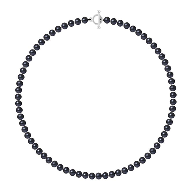 Just Pearl Tahiti Black Row Of Pearls Necklace 6-7mm