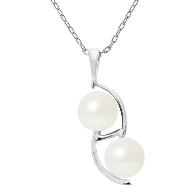 Just Pearl Natural White Duo Pearl Necklace 9-10mm